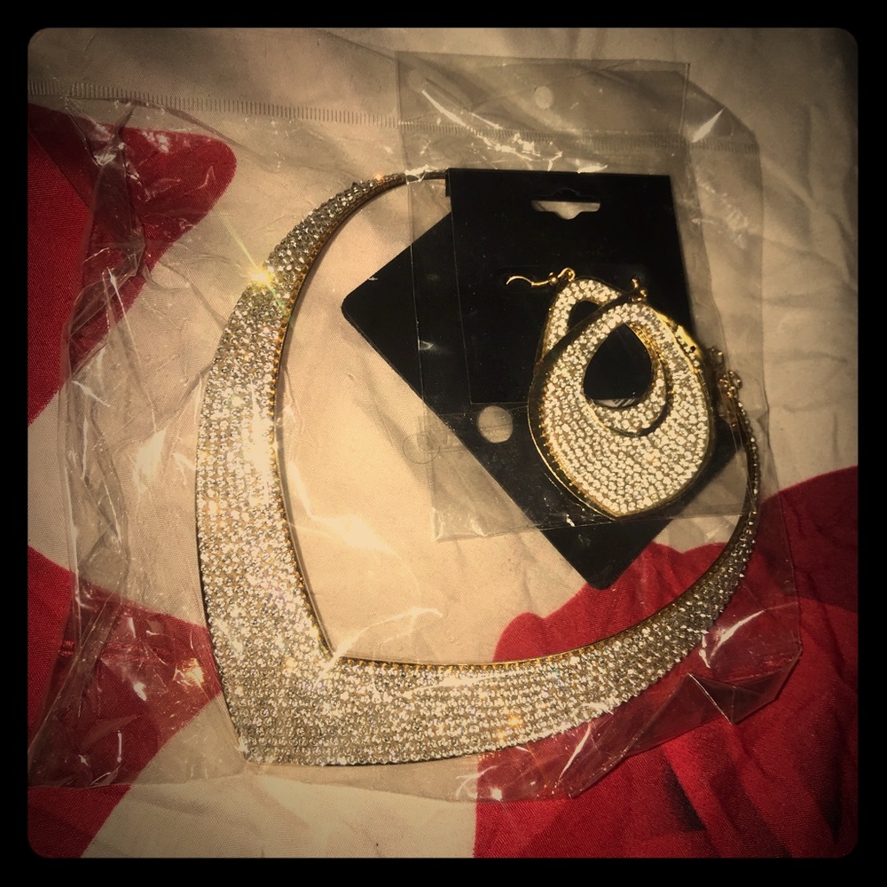 Brand New Femé Diamond Necklace and Earring Set